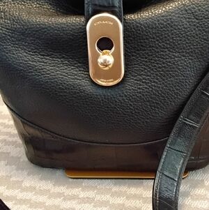 Coach Amber Pebbled Leather With Embossed Crocodile. F-72808